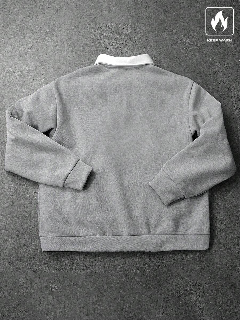 Loose Fit Polo Neck Sweatshirt - 14