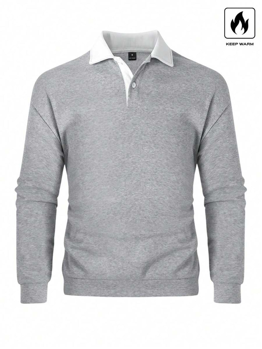 Loose Fit Polo Neck Sweatshirt - 16