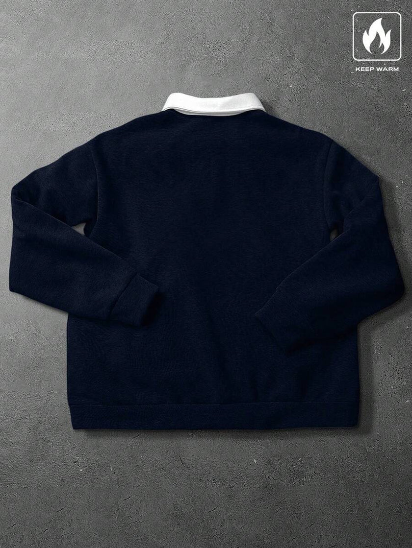 Loose Fit Polo Neck Sweatshirt - 8