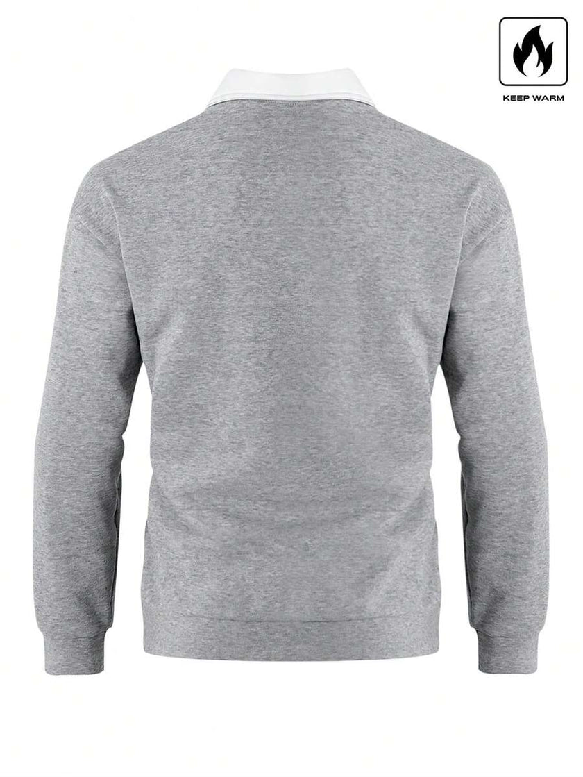 Loose Fit Polo Neck Sweatshirt - 17