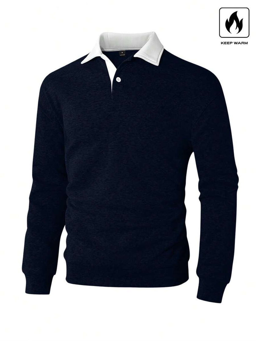 Loose Fit Polo Neck Sweatshirt - 7