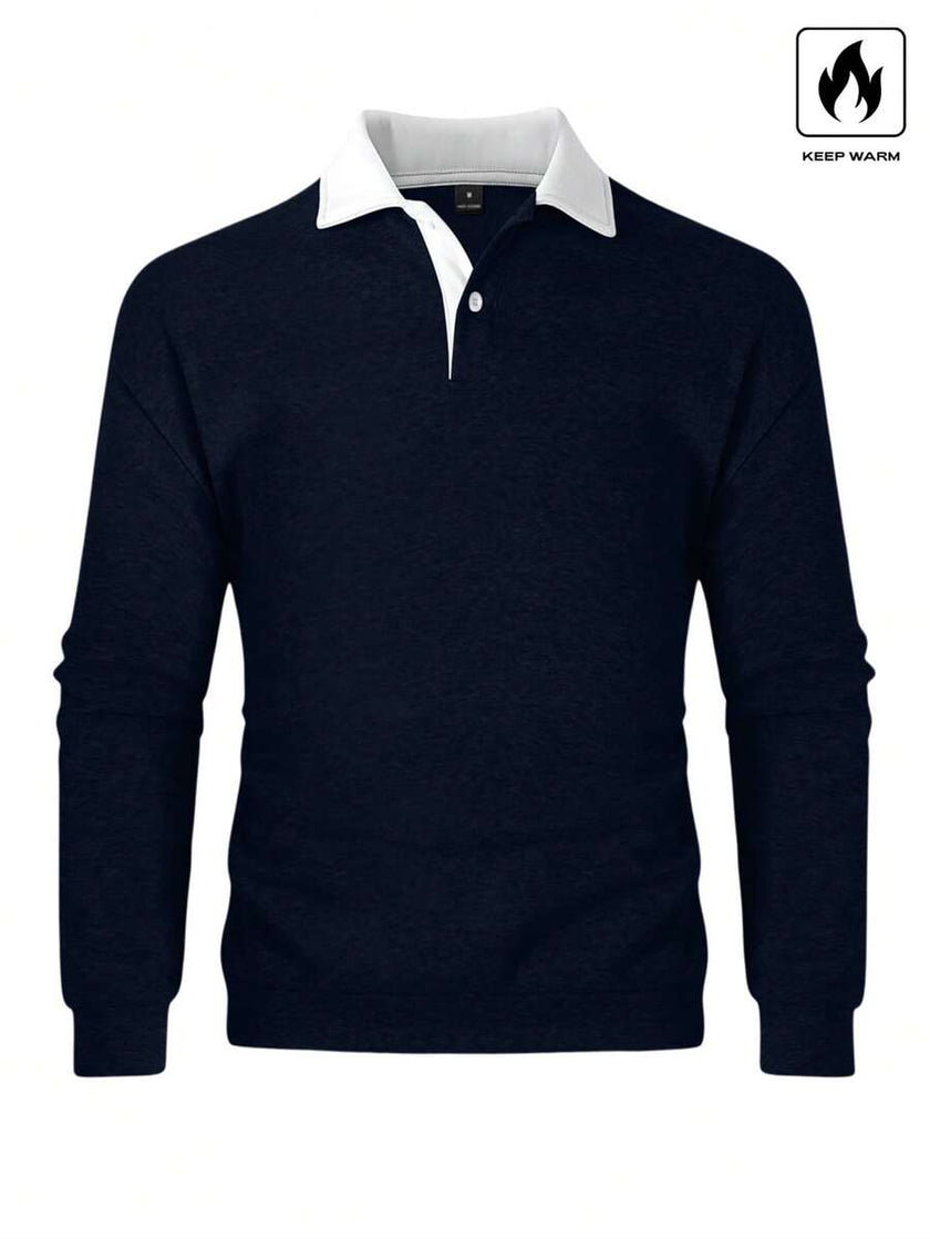Loose Fit Polo Neck Sweatshirt - 10