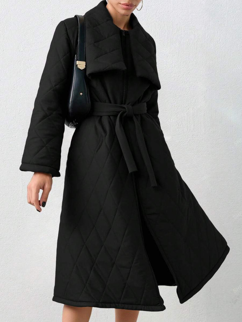 Quilted Long Puffer Coat Black - 13