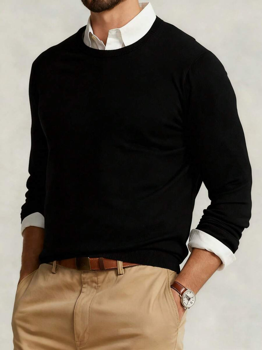 Solid V-Neck Sweater Navy - 16