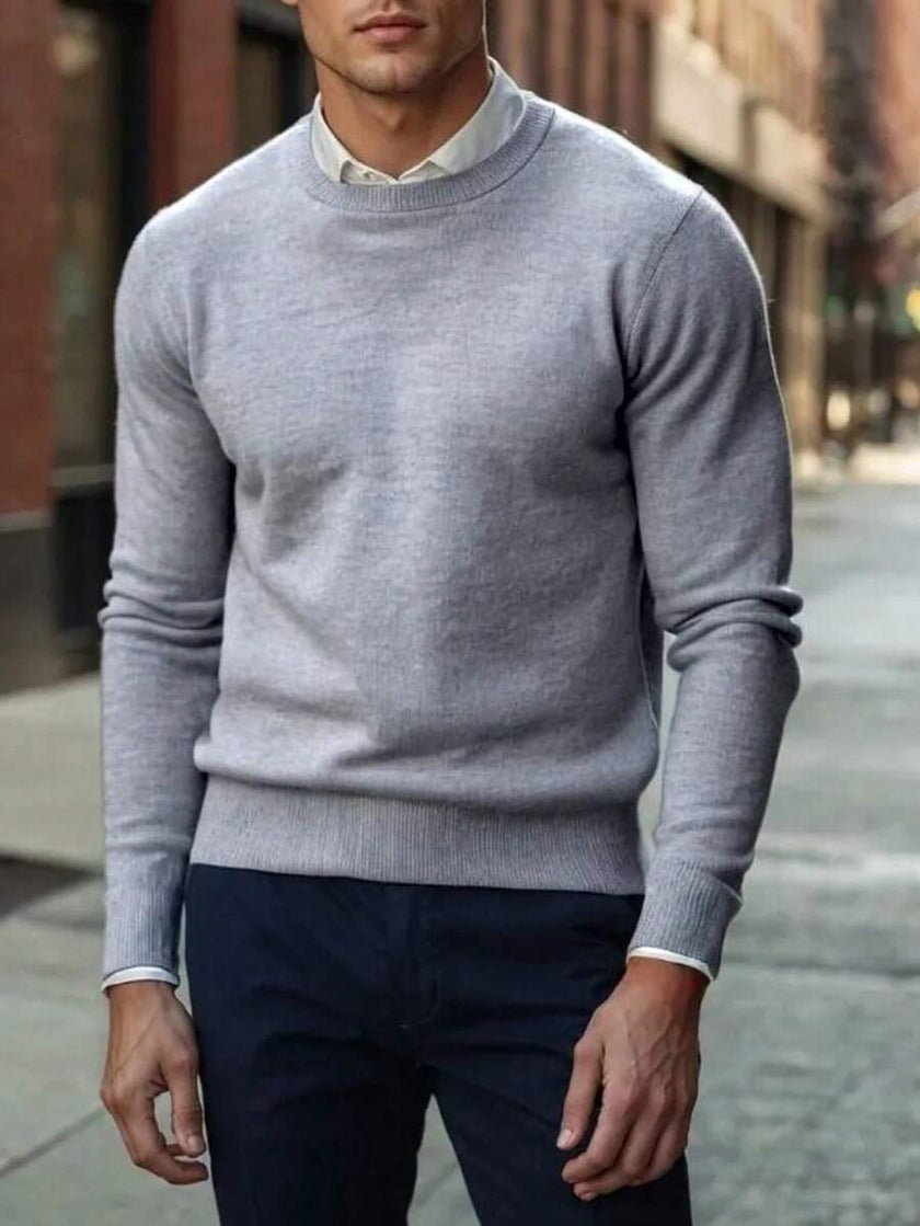 Solid V-Neck Sweater Navy - 23