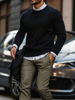 Solid V-Neck Sweater Navy - 15