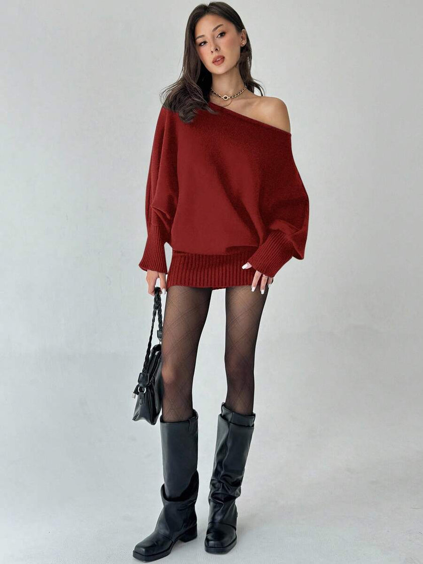 Ava – Winter Dress Women’s Stylish Asymmetric Sweater Dress | Casual - 31