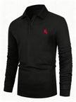 Embroidered Long Sleeve Polo Shirt - 3
