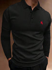 Embroidered Long Sleeve Polo Shirt - 4
