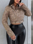 Retro Leather Short Jacket - 34
