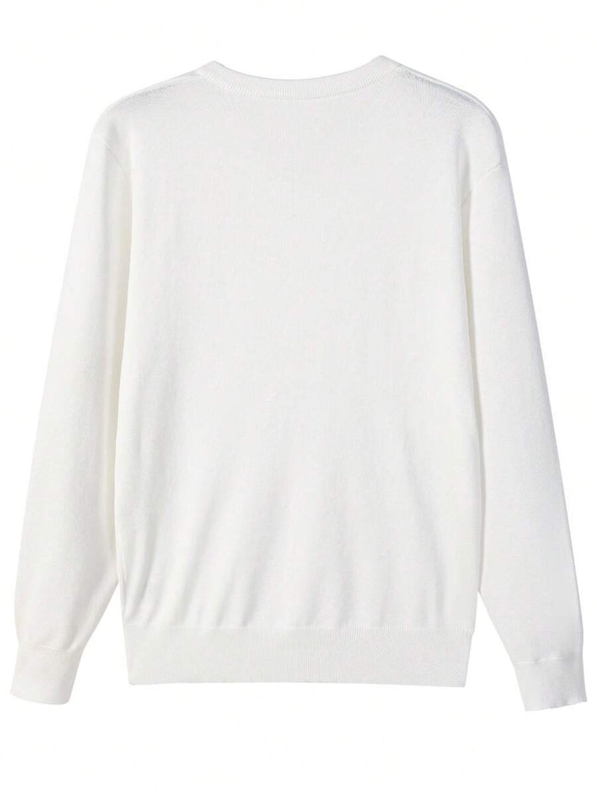 Classic White Pullover Sweater - 16