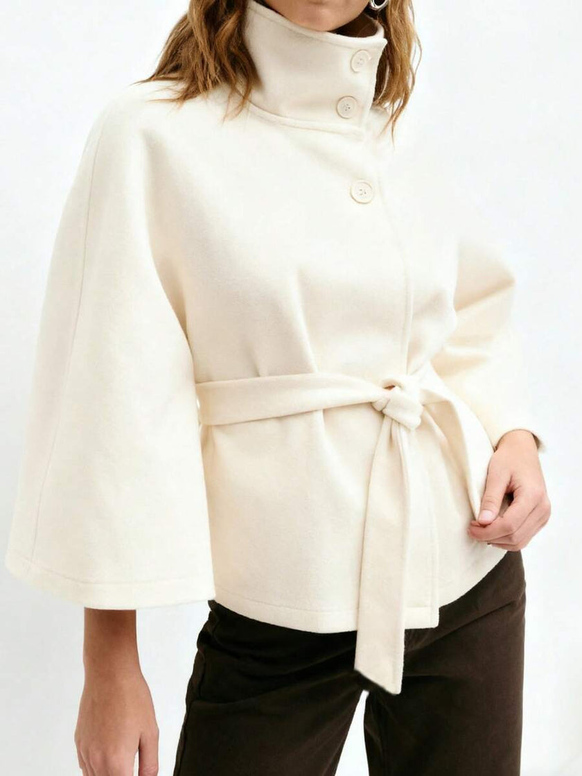 Elegant Hooded Wool Coat - 11