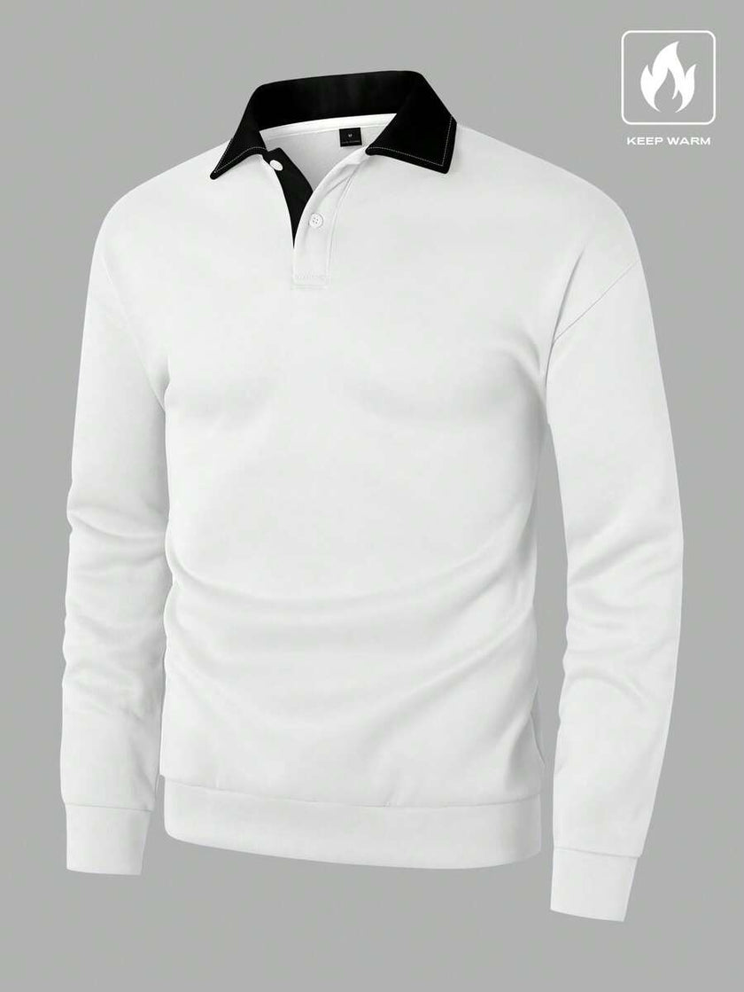 Loose Fit Polo Neck Sweatshirt - 23