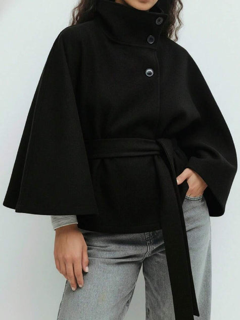 Elegant Hooded Wool Coat - 1