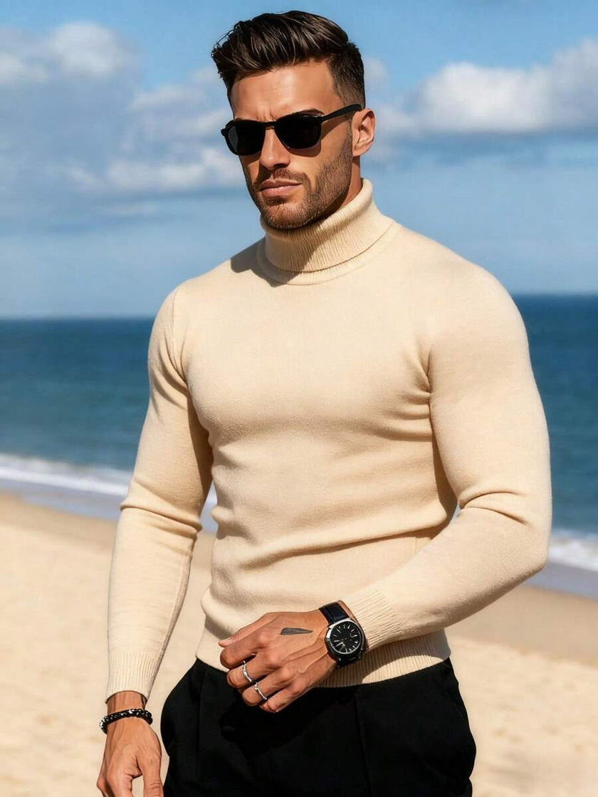 High Neck Knit Sweater White - 71