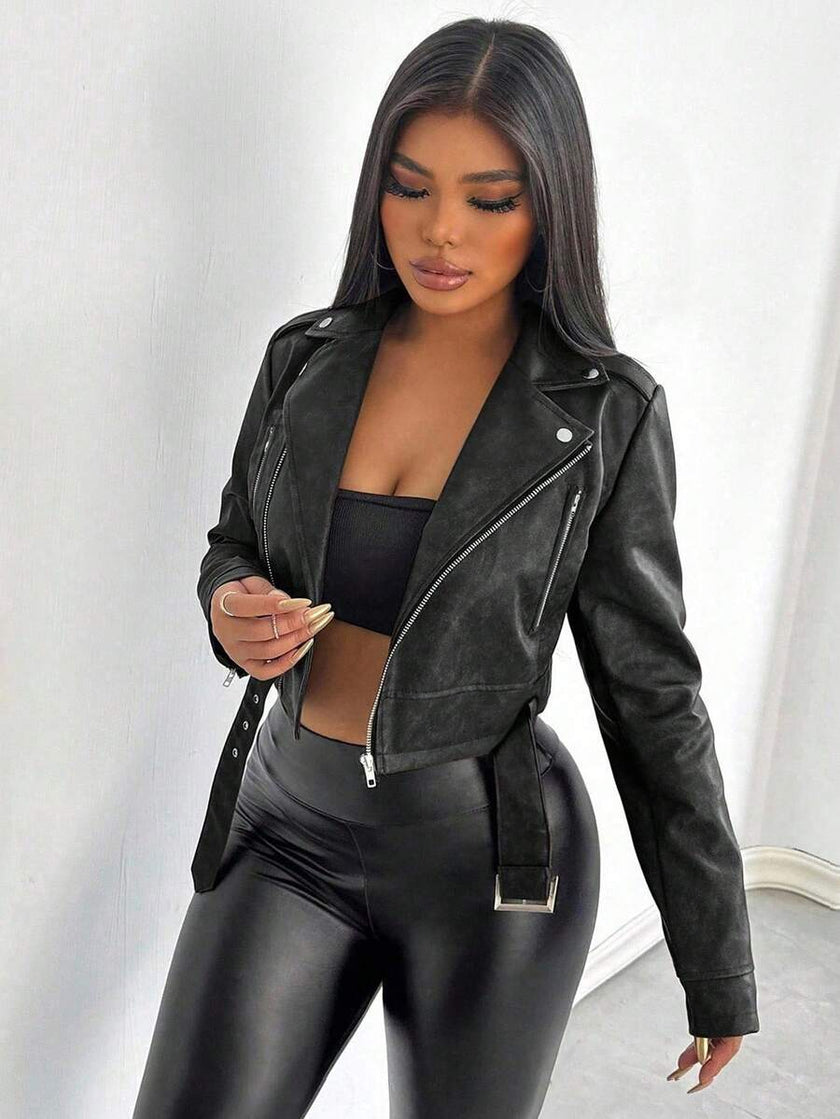 Retro Leather Short Jacket - 25
