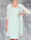 Mint green chiffon midi dress and two-piece set for women by FJØRNA, featuring elegant flowing fabric and stylish design.