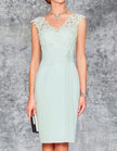 Mint green chiffon midi dress for women, two-piece set by FJØRNA, featuring a flowy, elegant design and stylish fit.