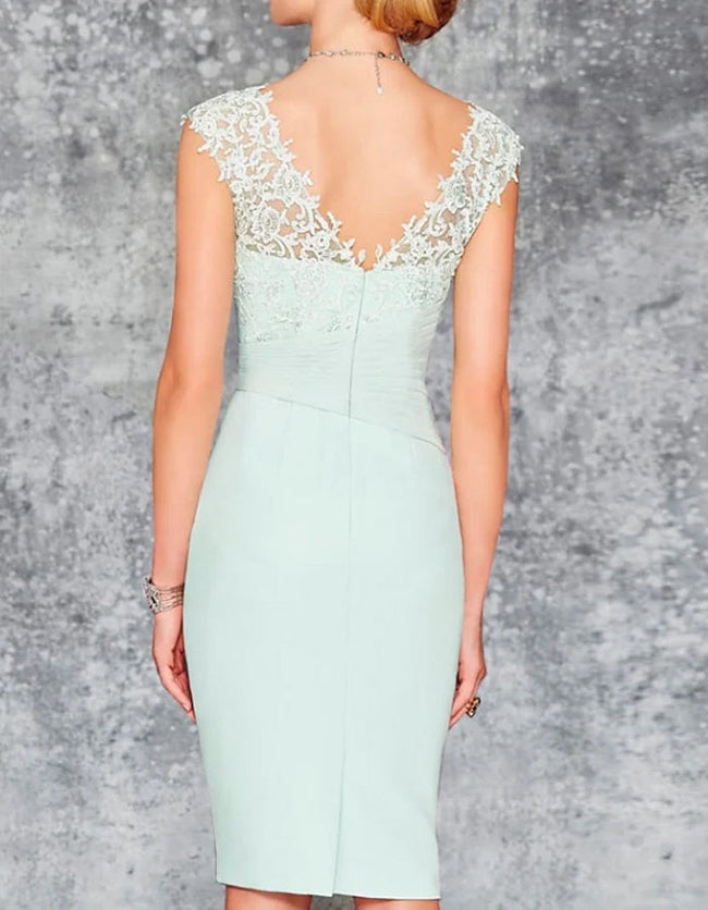 Mint green chiffon midi dress and two-piece set for women, stylish and elegant FJØRNA dress with flowing fabric.