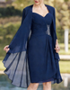 Navy blue tulle midi dress for women by FJØRNA, featuring pleated two-piece design and elegant flowing fabric.