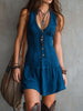 FJØRNA sleeveless mini casual dress with a fitted bodice and flared skirt, perfect for warm weather and casual outings.