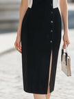 Elegant  Color Block Bow Midi Dress, Square Neck Puff Sleeve...