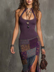 Knit Halter Neck Midi Dress For Women