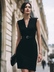 Sleeveless Wrap V-Neck Belted Mini Dress
