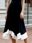FJØRNA long sleeve sculpted waist bodycon maxi dress in black, form-fitting design with a sleek silhouette and elegant length.