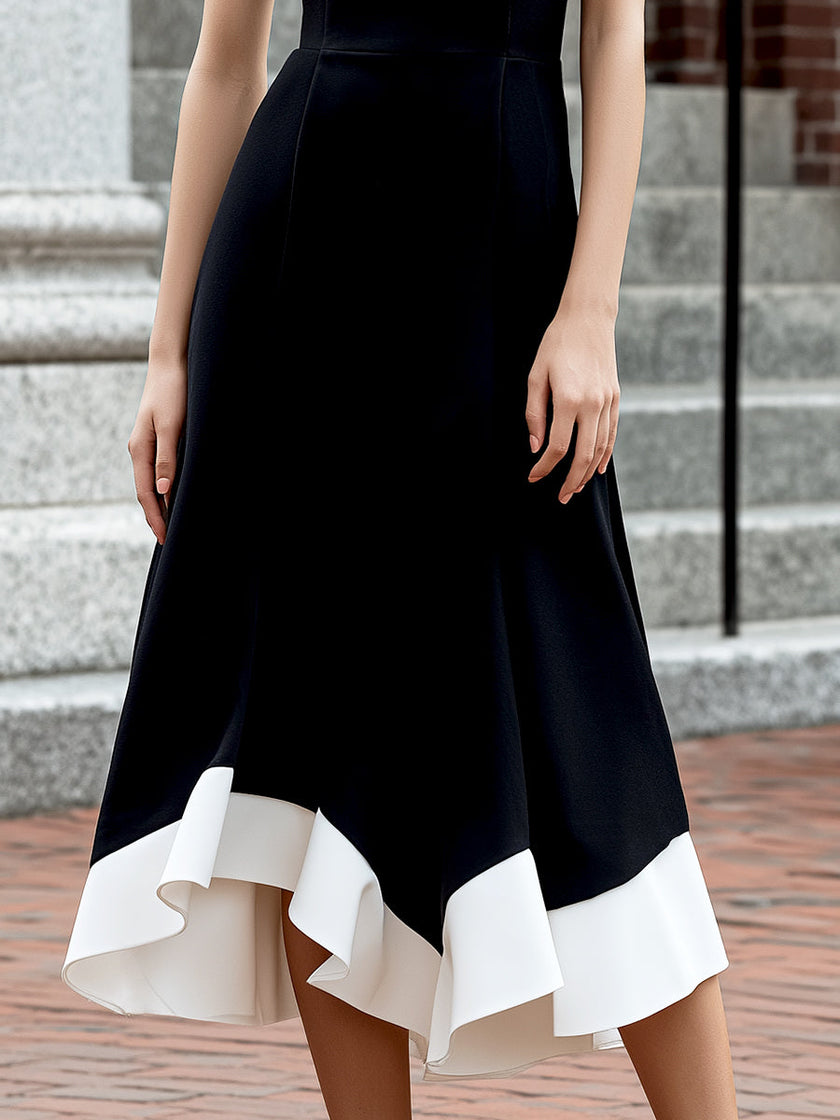 FJØRNA long sleeve sculpted waist bodycon maxi dress in black, form-fitting design with a sleek silhouette and elegant length.