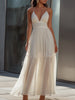 FJØRNA spaghetti strap pleated flowing maxi dress with a lightweight, elegant design and soft fabric, perfect for summer wear.