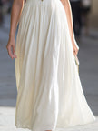FJØRNA square-neck sleeveless button-front gathered midi dress, showcasing its elegant design and midi length.