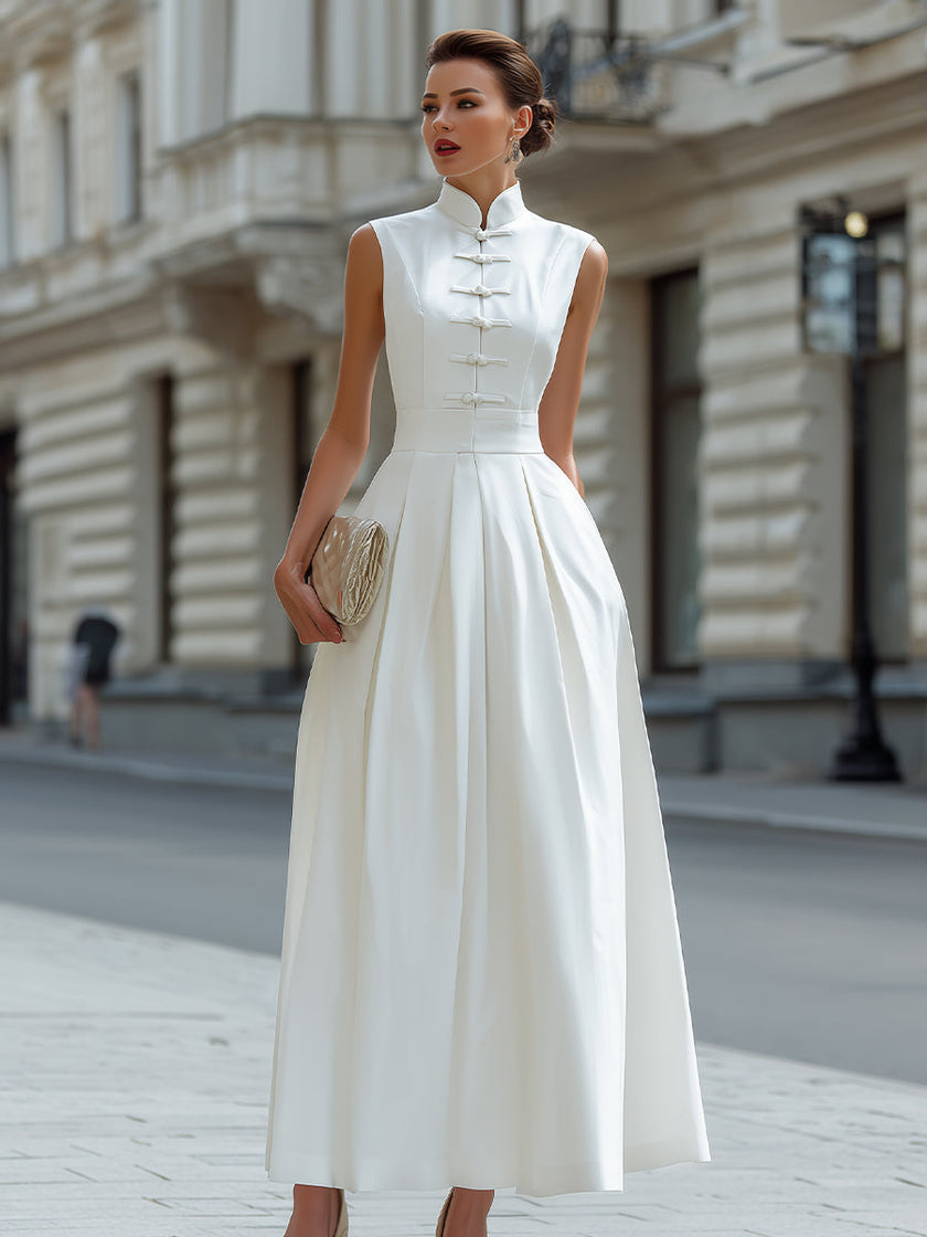 chinese dress ladies Malee Lace Up Mandarin Collar Maxi Dress main image 0