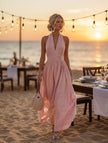 FJØRNA women's bohemian sleeveless cotton maxi dress with elegant resort style, perfect for summer and casual occasions.