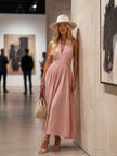 FJØRNA women's bohemian sleeveless cotton maxi dress with elegant resort style and flowing fit, perfect for summer vacations.