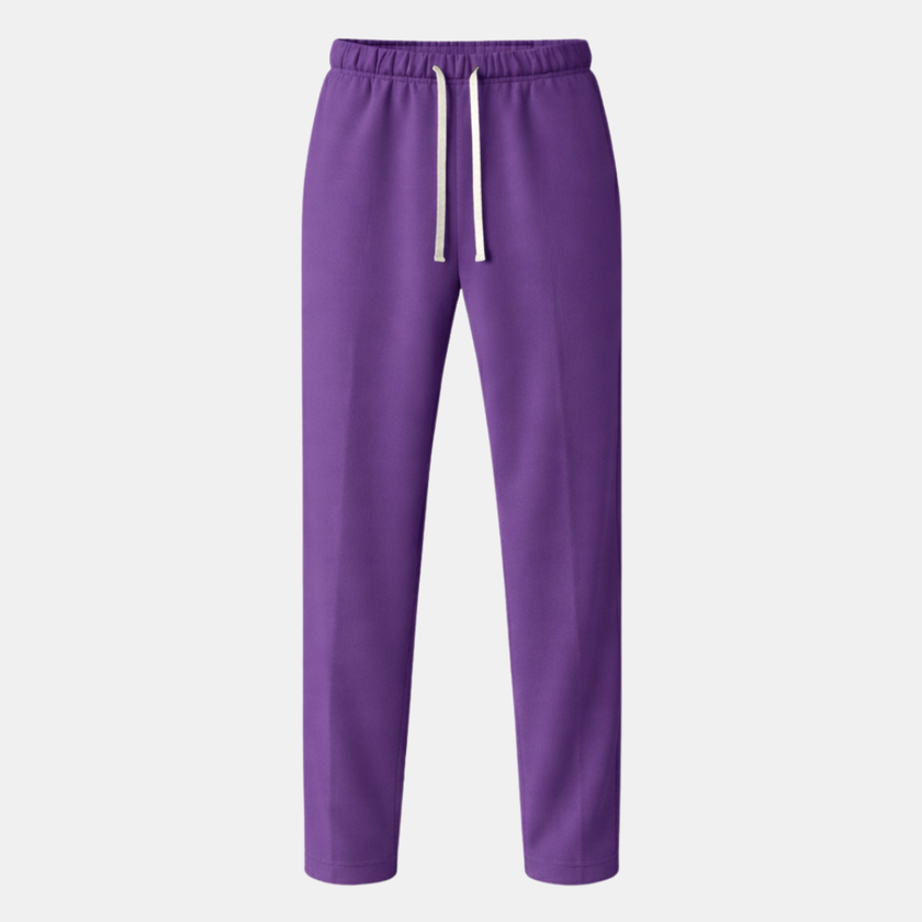 FJØRNA men's wide leg joggers with drawstrings, featuring a relaxed fit and casual style, shown on a model.