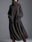 Brown Knit Maxi Dress For Women