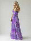 FJØRNA summer maxi dress for women, sleeveless wrap style with floral pattern, flowing fabric, perfect for warm weather.