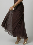 Elegant off-shoulder midi dress for women by FJØRNA, form-fitting bodycon style in a stylish design.