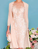Blush Pink Lace Midi Dress Women Two-Piece Set