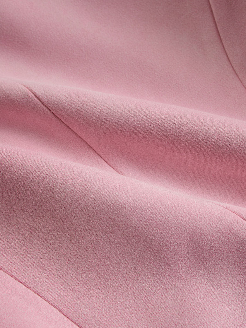 Pink faux suede and fur blazer with multi-button lapel, stylish jacket from FJØRNA featuring a chic, textured design.