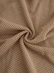 FJØRNA khaki retro short-sleeve knitted women's T-shirt with a relaxed fit and vintage-inspired design.