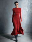 Grey Knit Wrap Maxi Dress For Women