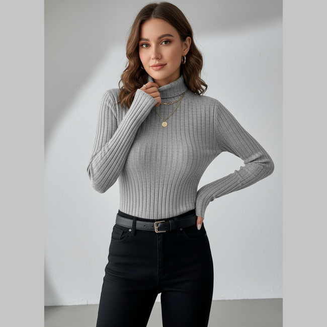 Women's Ribbed Turtleneck Sweater