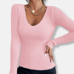 Slim Fit Ribbed Top V-Neck - 4