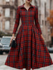 FJØRNA elegant long sleeve plaid dress with classic and contemporary style, featuring a stylish checkered pattern and tailored fit.