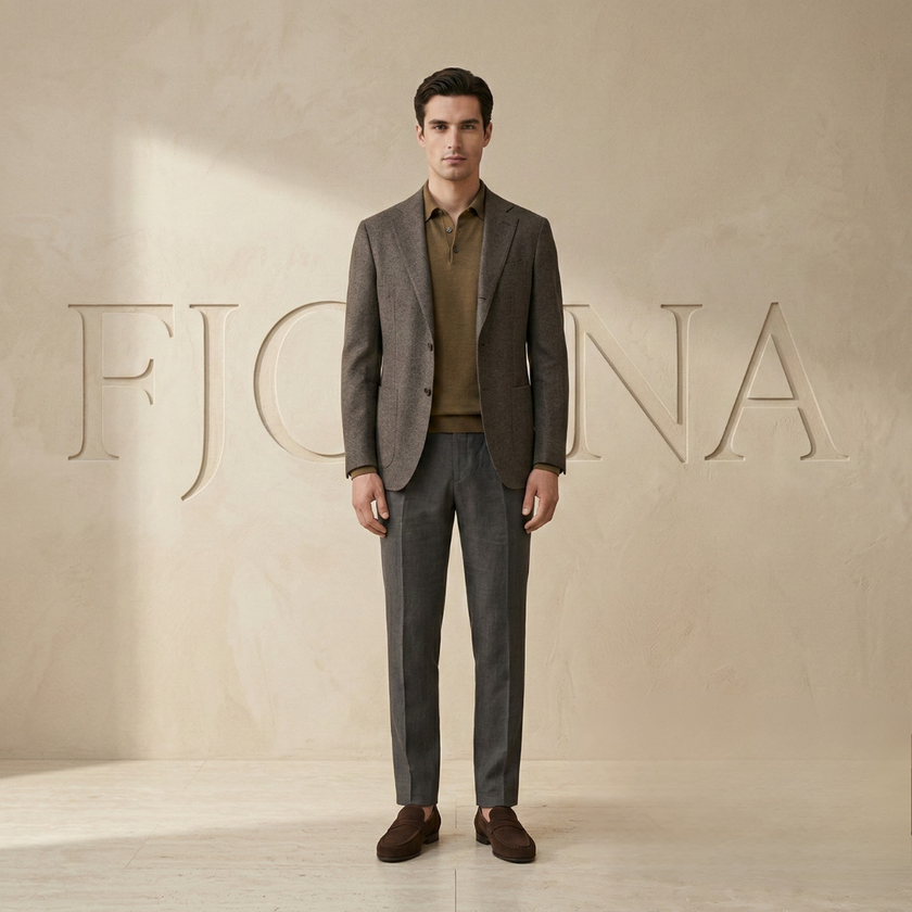 FJØRNA men's penny loafers in brown leather, stylish slip-on shoes with classic design and comfortable fit.