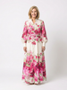 FJØRNA women's floral summer maxi dress with a belt, lightweight and flowy, perfect for warm weather occasions.