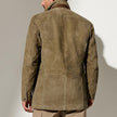 Men’s Suede Jacket – Structured Fit – Leather Trim – Classic Notched Lapel Design