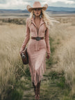 Pink Tassel Midi Dress | Casual Dress